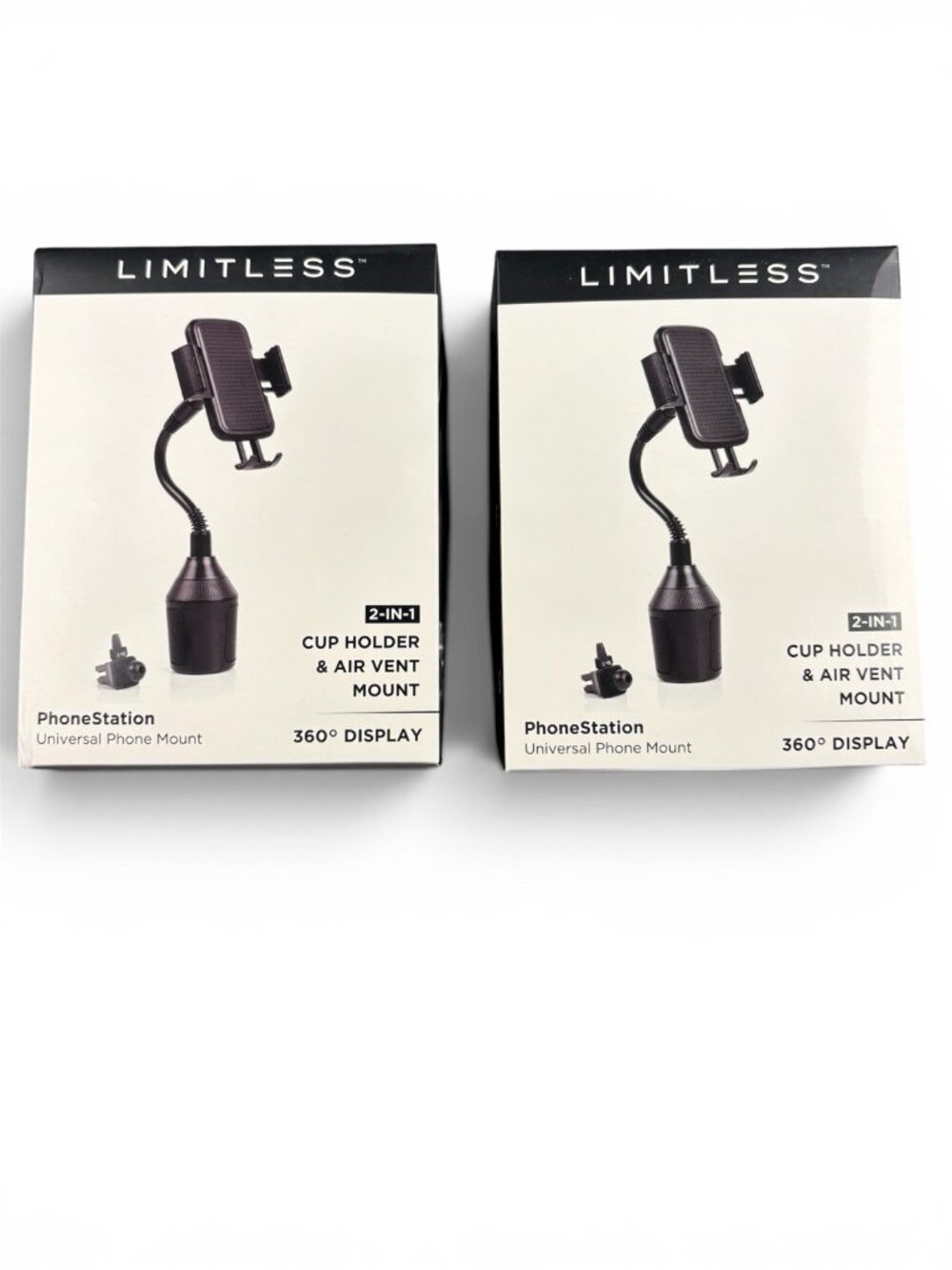 Limitless PhoneStation Universal Phone Mount Lot Of 2 Cup Holder Or Vent
